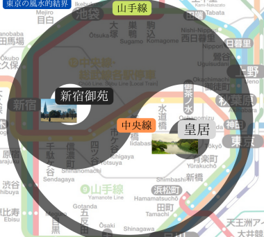 東京結界　山手線　太極図
